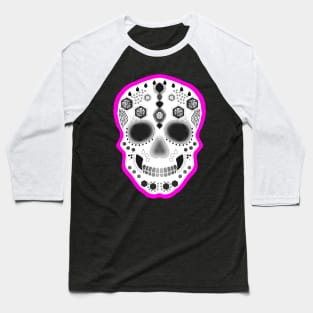 Bright Pink Sugar Skull Baseball T-Shirt